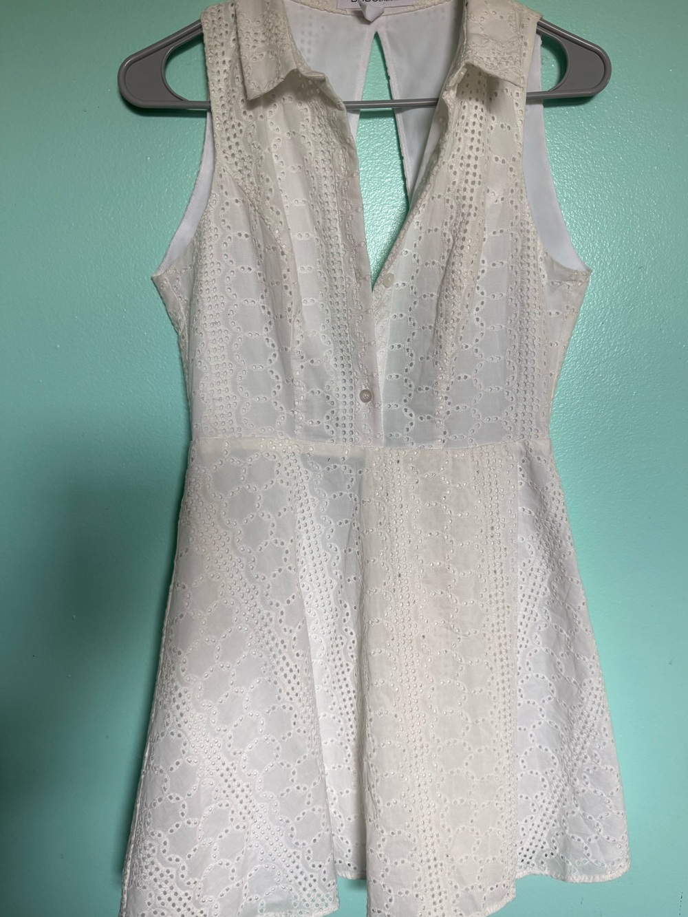 BCBGeneration White Eyelet Backless A-Line Dress